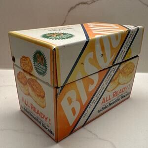 Vintage Bisquick Metal Recipe Box Tin General Mills Betty Crocker